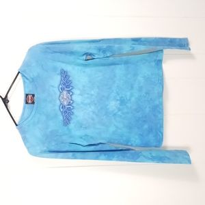 Harley Davidson Fort Walton Beach Florida Blue Tie Dye Long Sleeve Shirt Lrg C98